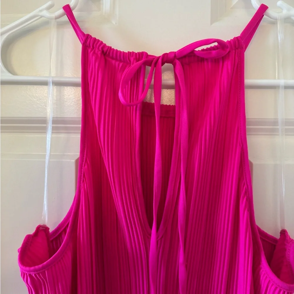 Knit Plisse Midi Shift Dress Hot Pink - Picture 5 of 8
